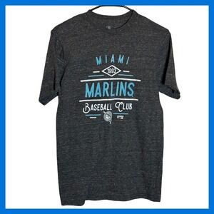 Fanatics Miami Marlins Baseball Club Heather Charcoal Graphic T-Shirt Small